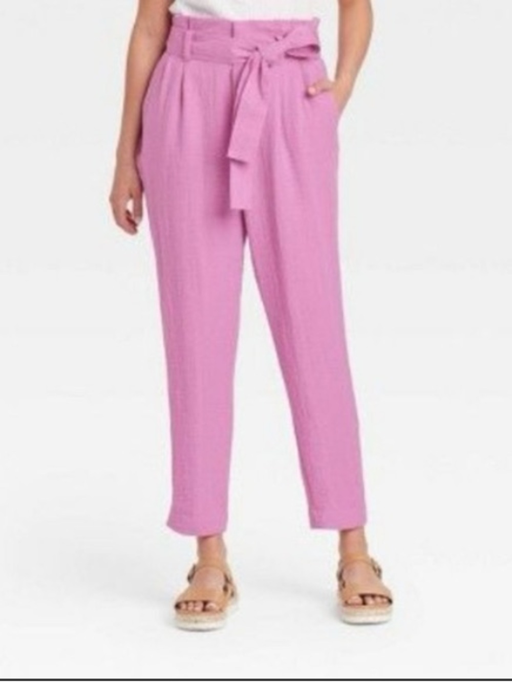 A New Day Women's High-Rise Relaxed Fit Paperbag Ankle Pants